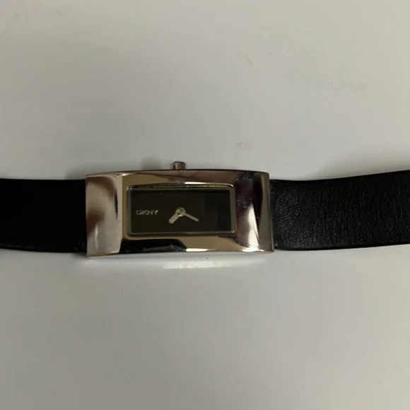 Vintage Donna Karan New York Silver Stainless Steel Watch like new. Doub…
